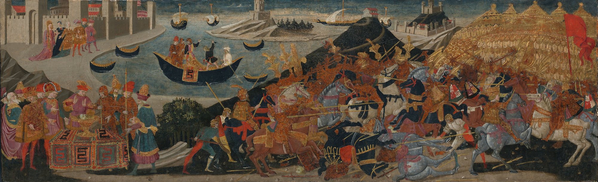 The Battle of Pharsalus and the Death of Pompey, a 15th-century Italian cassone panel painting from the workshop of Apollonio di Giovanni, Art Institute of Chicago