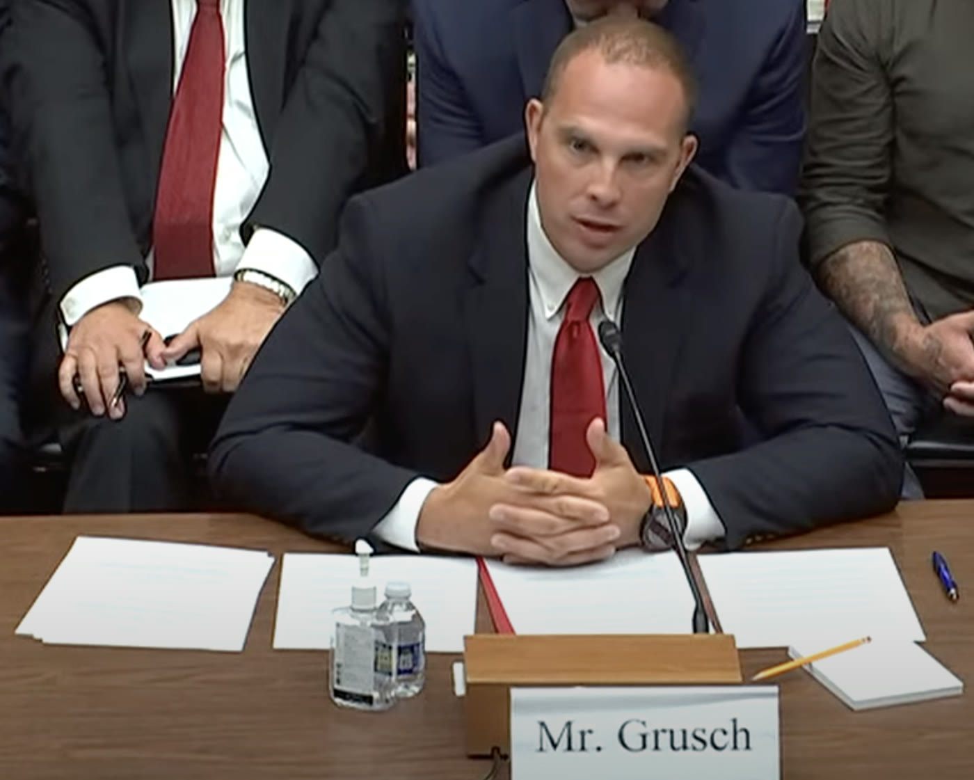 David Grusch testifying before the House Oversight Committee on Unidentified Anomalous Phenomena, July 26, 2023