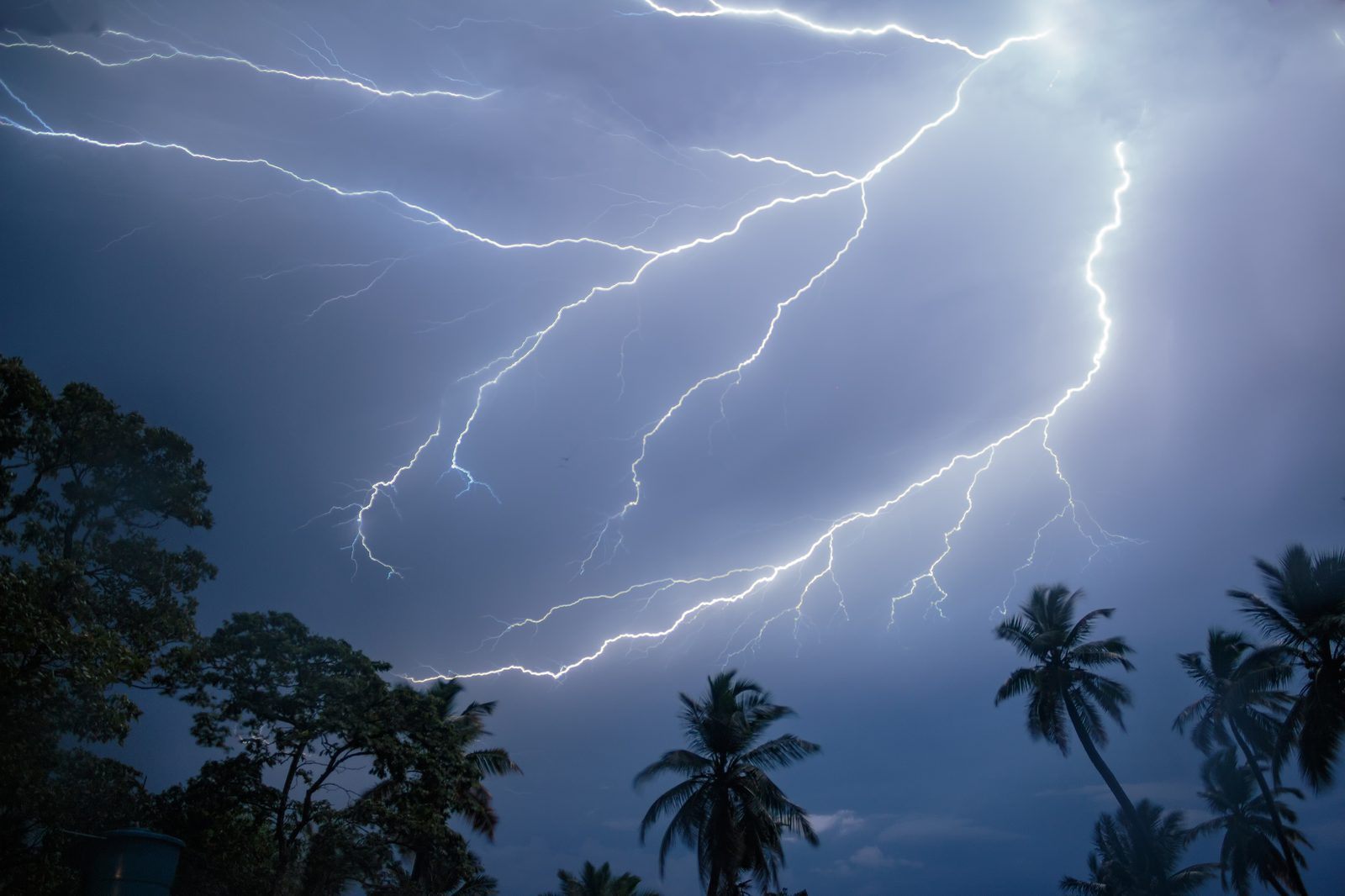 Catatumbo lightning illuminating the sky over the mouth of the Catatumbo River where it enters Lake Maracaibo, Venezuela