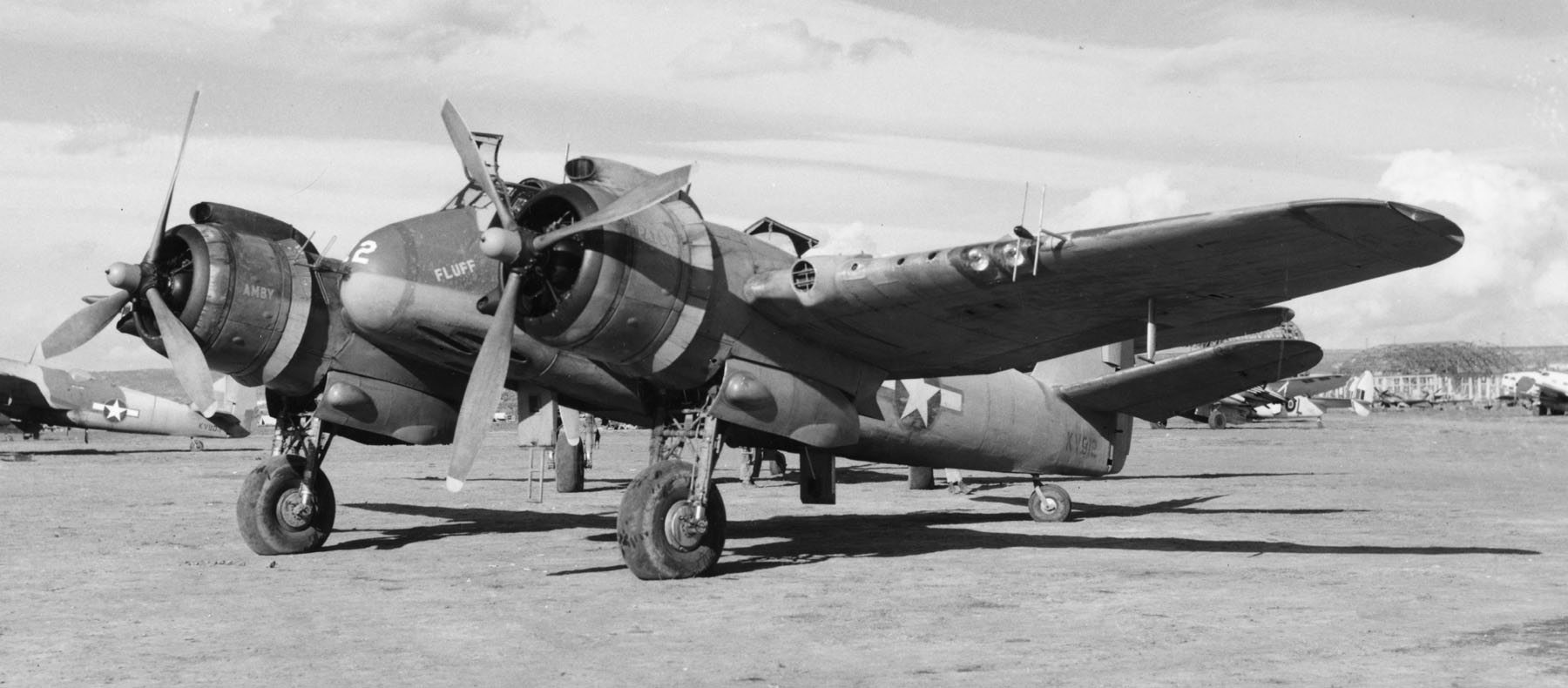 A Bristol Beaufighter Mk VIf night fighter of the type flown by the USAAF's 415th Night Fighter Squadron over France and Germany in late 1944