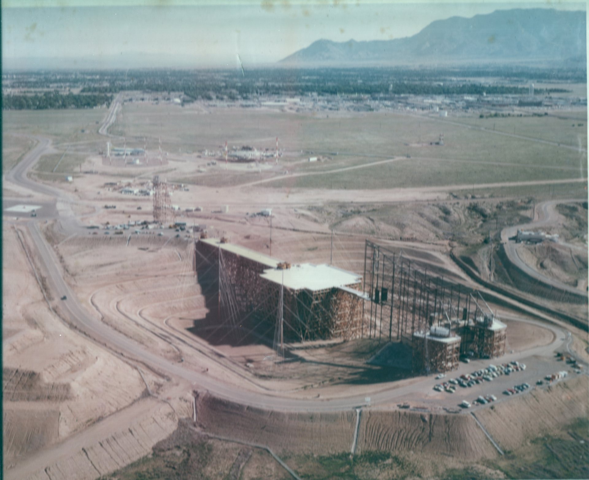 Aerial view of the ATLAS-I "Trestle" electromagnetic pulse test facility at Kirtland Air Force Base, New Mexico, photographed by the U.S. Air Force in 1978