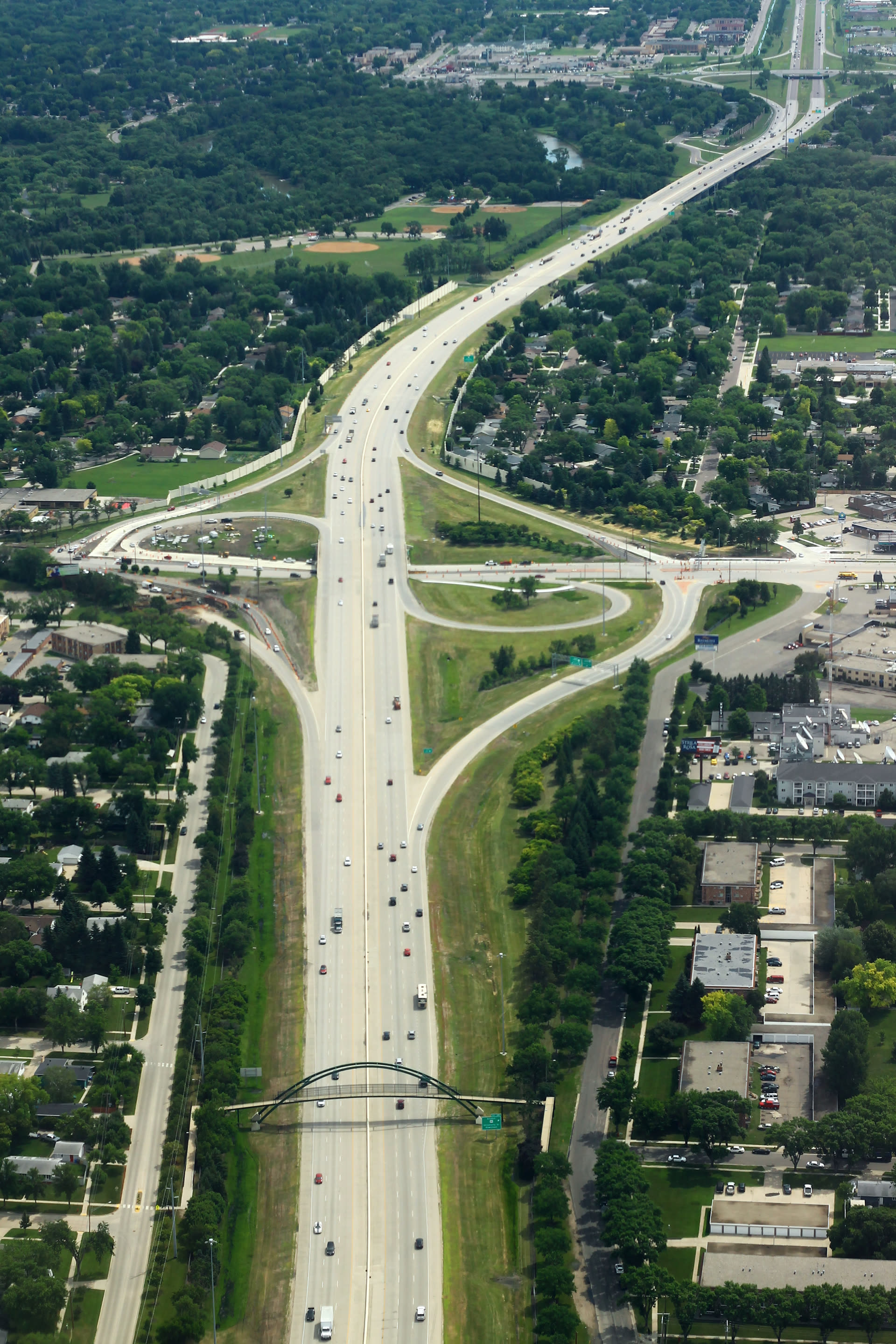 Interstate 94 stretching toward the horizon near Fargo, North Dakota