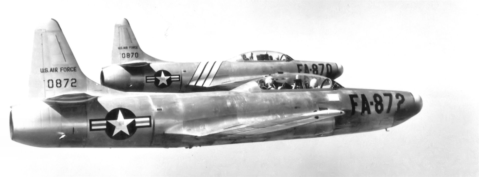 Lockheed F-94B Starfire interceptors of the type scrambled from New Castle Air Force Base, Delaware, to chase the radar targets over Washington, D.C. in July 1952